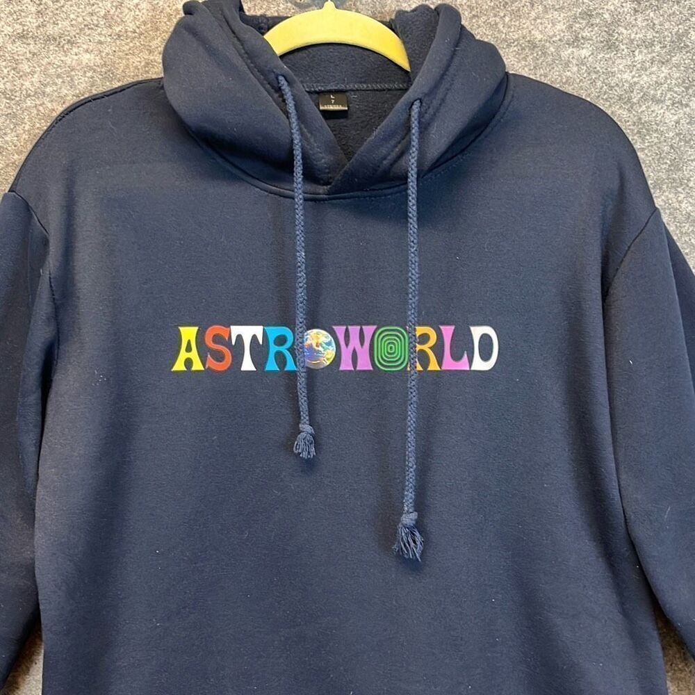 ASTROWORLD‎ Hoodie Men's Large Blue Wish You Were Here Concert Fleece Pullover